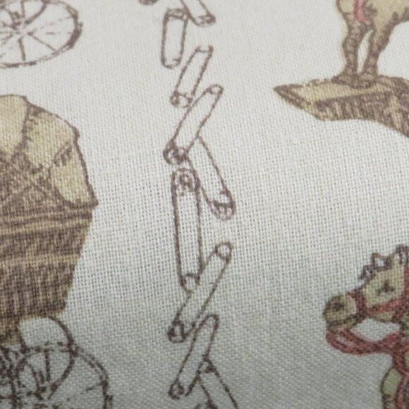 Baby Tan & Brown Fabric 2 yards 44" wide; Cotton Polyester; Rocking Horse, Pram - Picture 3 of 6